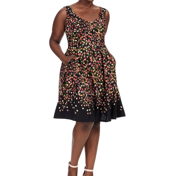 cherry velvet Dresses & Skirts - Cherry Velvet Angelina Dress In Black Floral XL